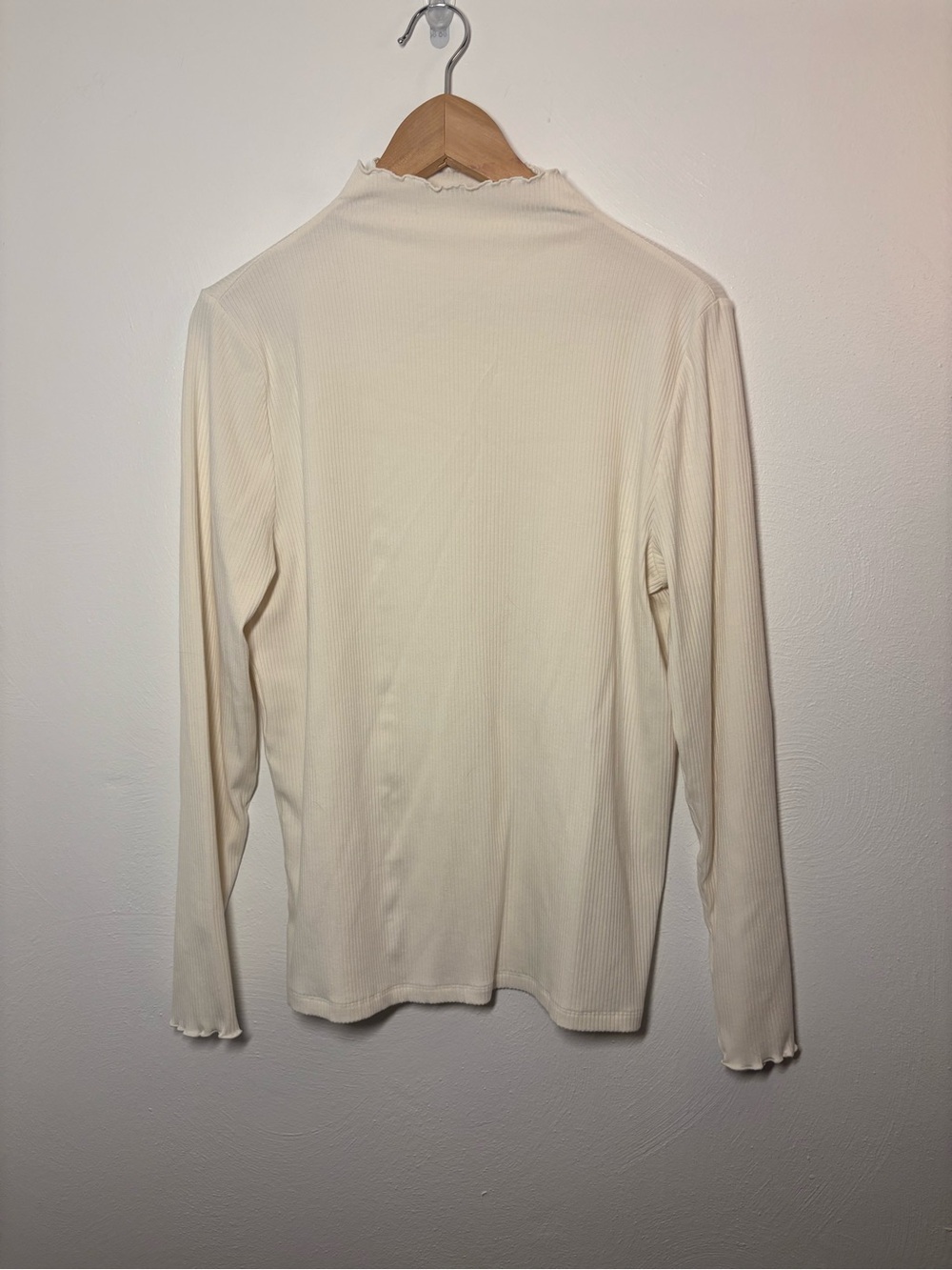 LOFT Off White Ribbed Mock Neck Long Sleeve Top Size XL